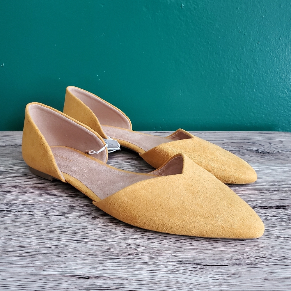NWT Old Navy D'Orsay Flats Mustard Yellow Women's Sz 9
